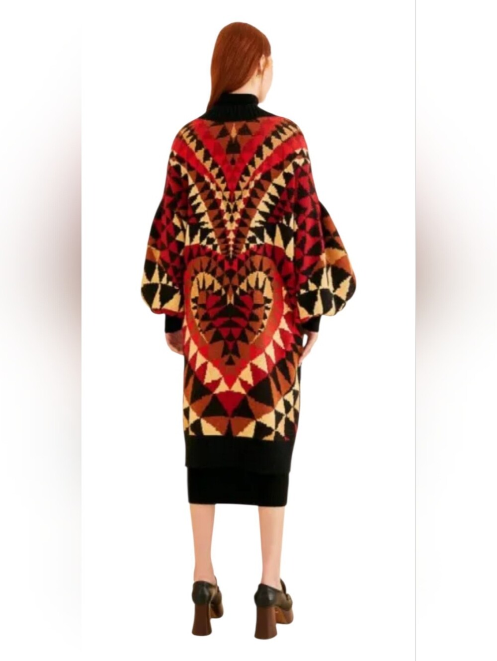 FARM Rio Black Heart Deco Maxi Knit Cardigan Sweater Sz Medium Oversized NEW